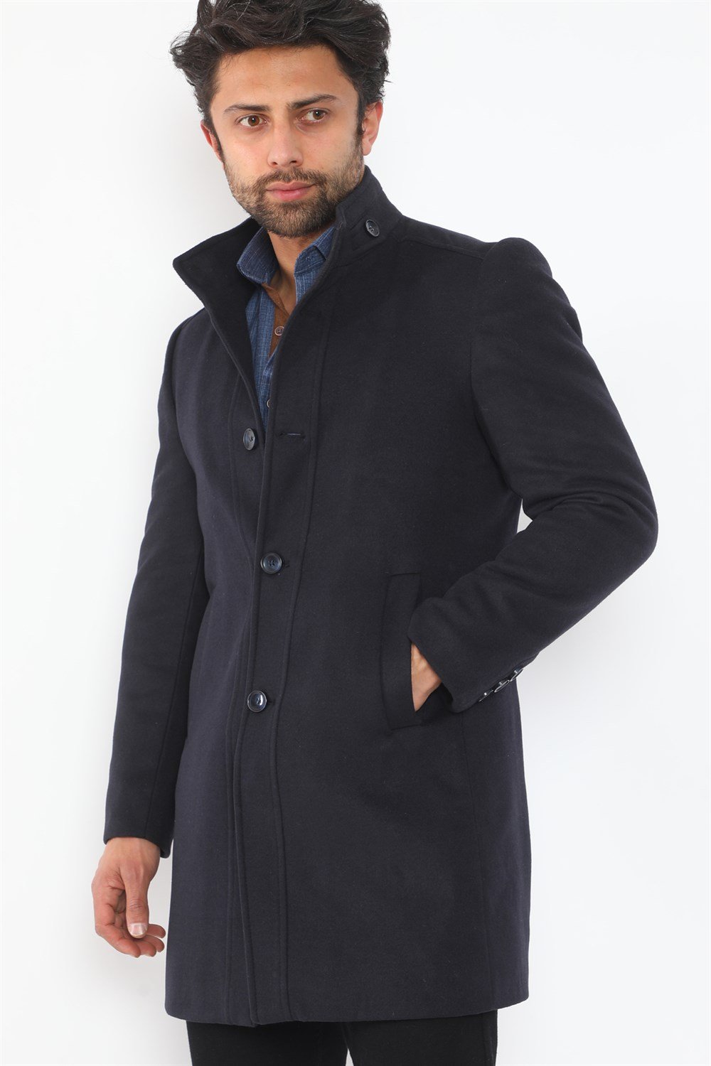 PLT8370 DEWBERRY ERKEK PALTO-LACİVERT