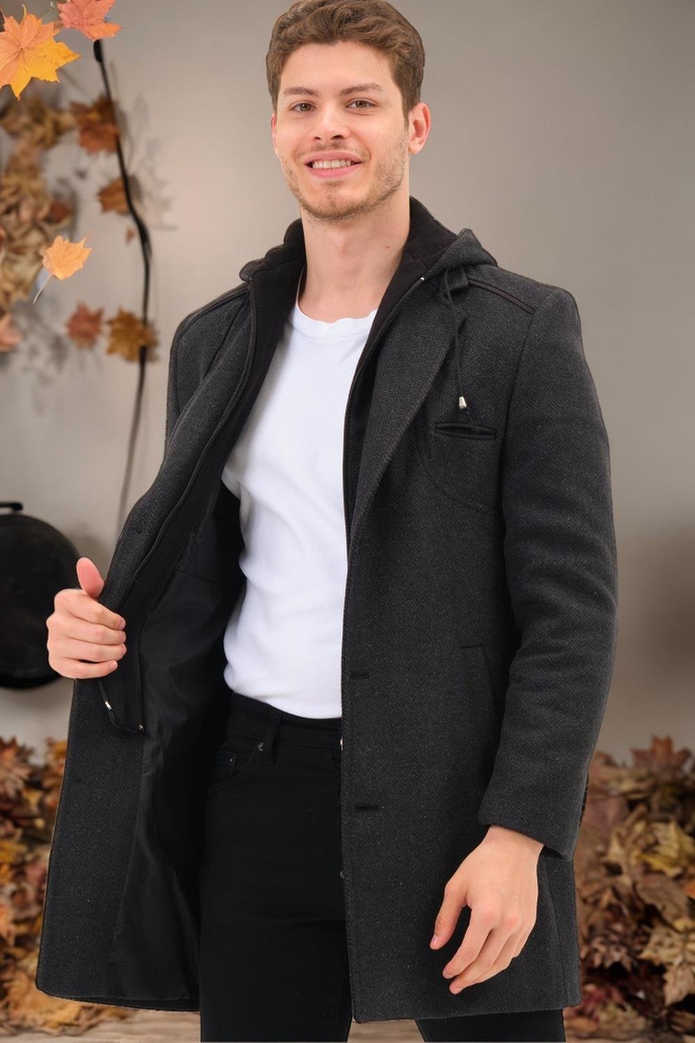 PLT8371 DEWBRRY ERKEK PALTO-AÇIK DİAGONAL ANTRASİT