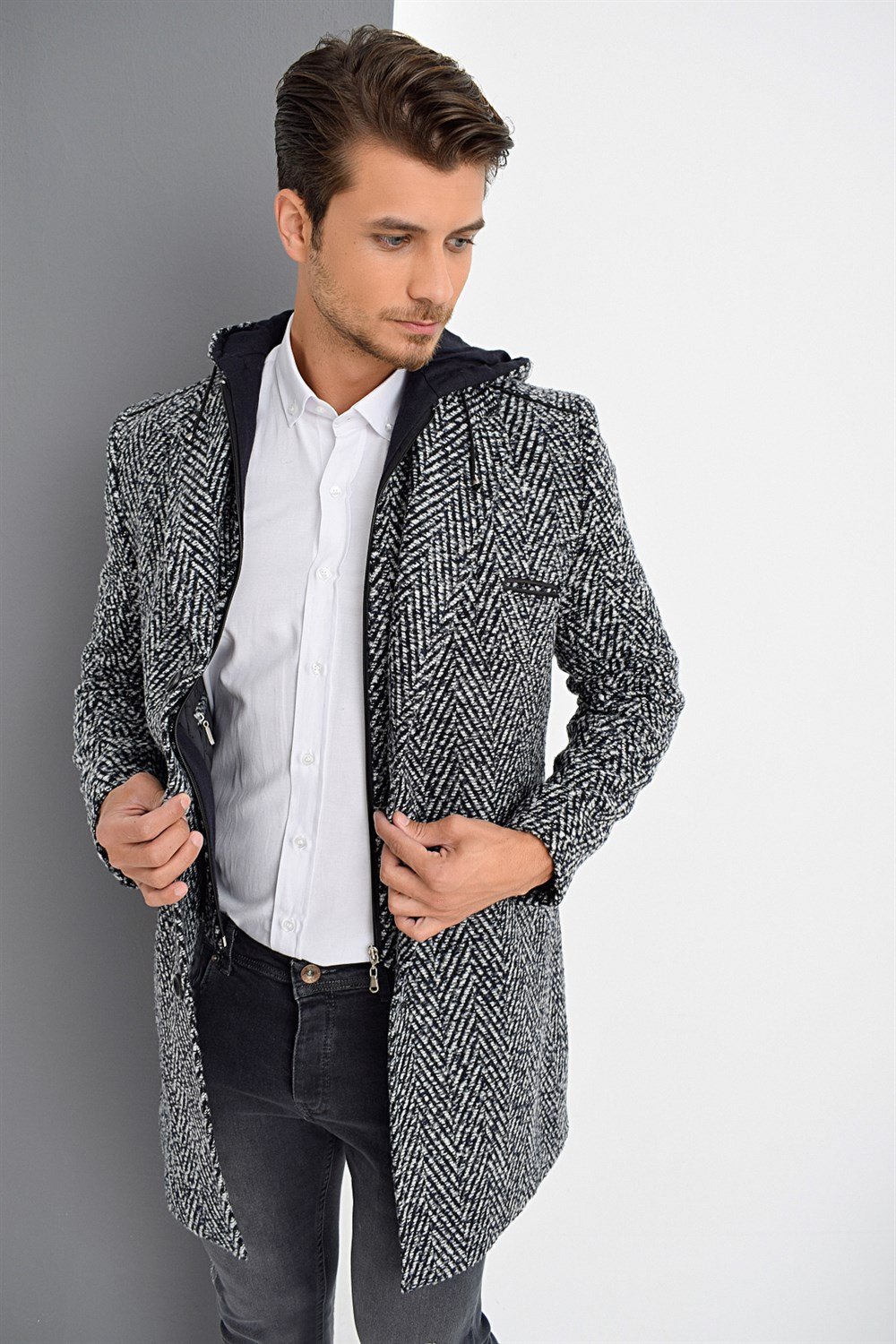 PLT8371 DEWBRRY ERKEK PALTO-DESENLİ LACİVERT