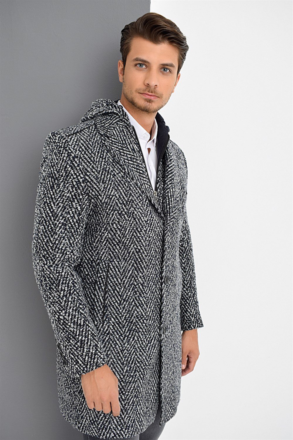 PLT8371 DEWBRRY ERKEK PALTO-DESENLİ LACİVERT