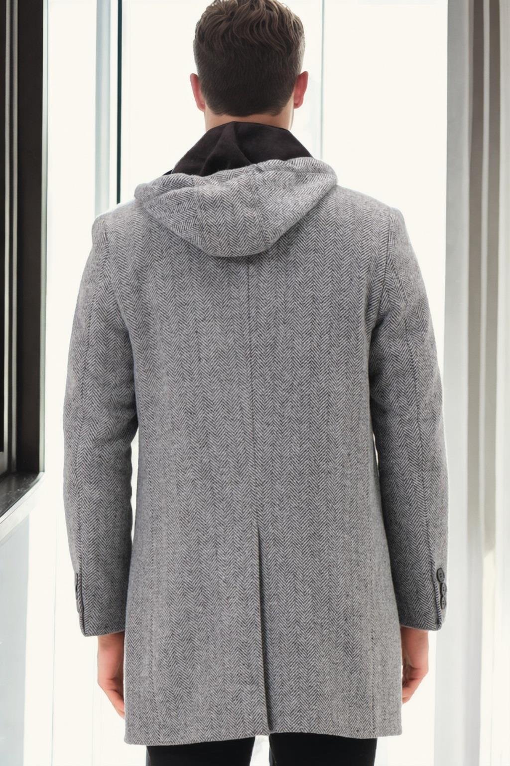 PLT8371 DEWBRRY ERKEK PALTO-DİAGONAL SİYAH-GRİ-2
