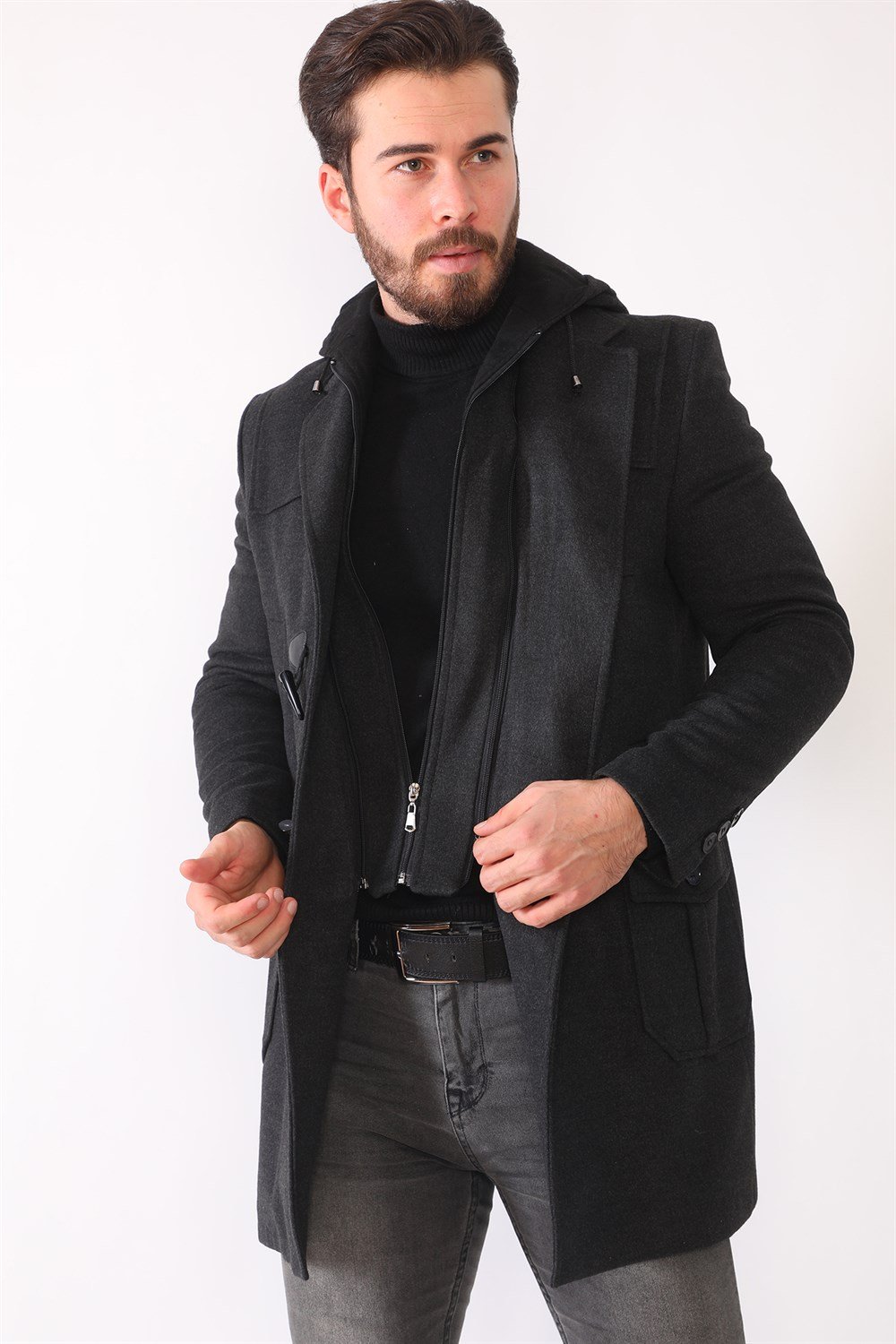 PLT8373 DEWERRY ERKEK PALTO-ANTRASİT
