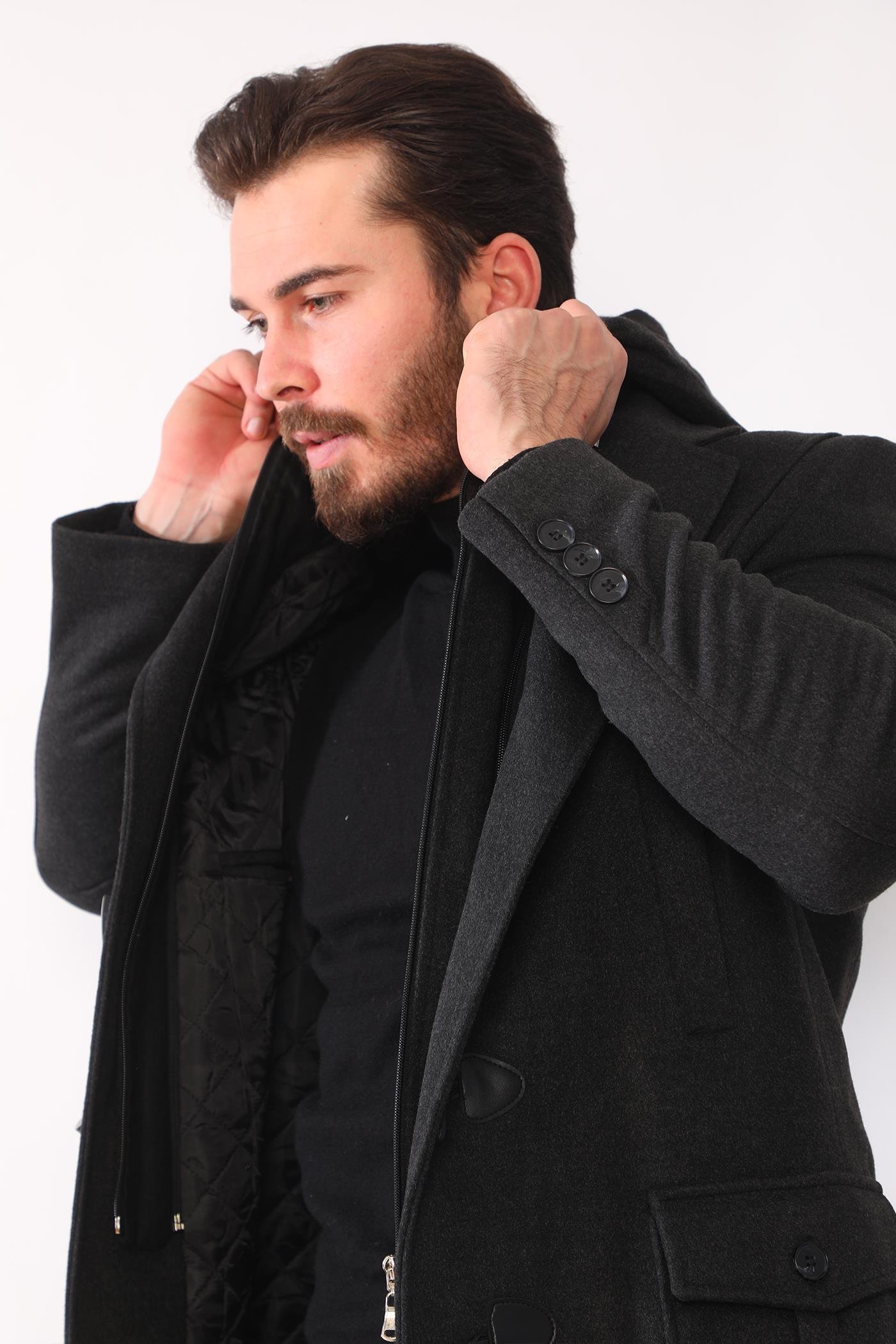 PLT8373 DEWERRY ERKEK PALTO-DÜZ ANTRASİT