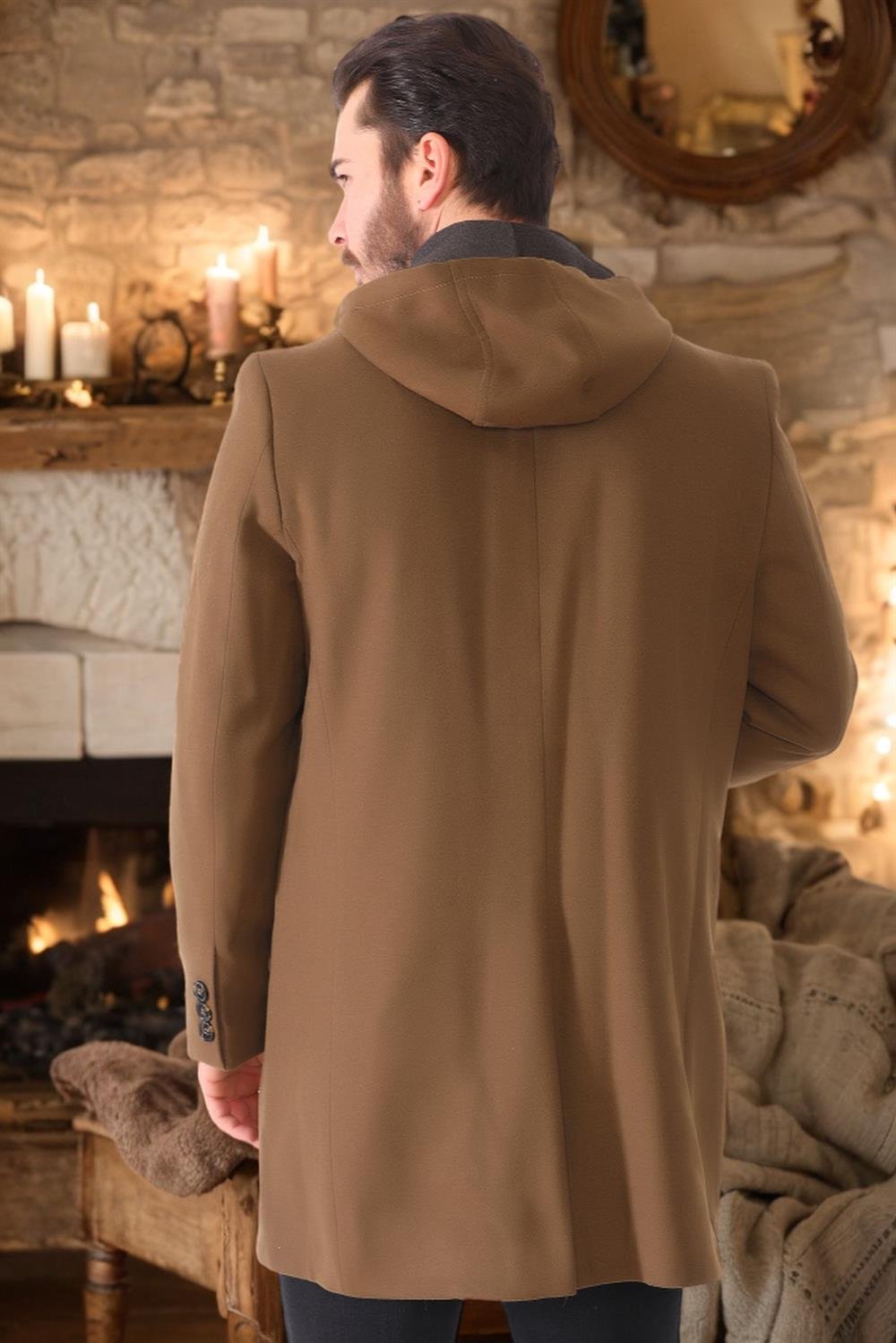 PLT8376 DEWBERRY ERKEK PALTO-AÇIK CAMEL