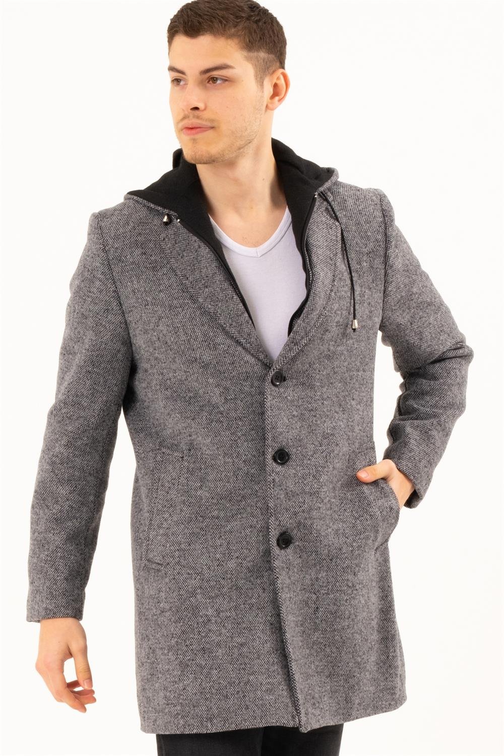 PLT8376 DEWBERRY ERKEK PALTO-DESENLİ GRİ