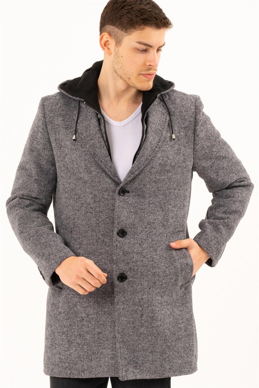 PLT8376 DEWBERRY ERKEK PALTO-DESENLİ GRİ