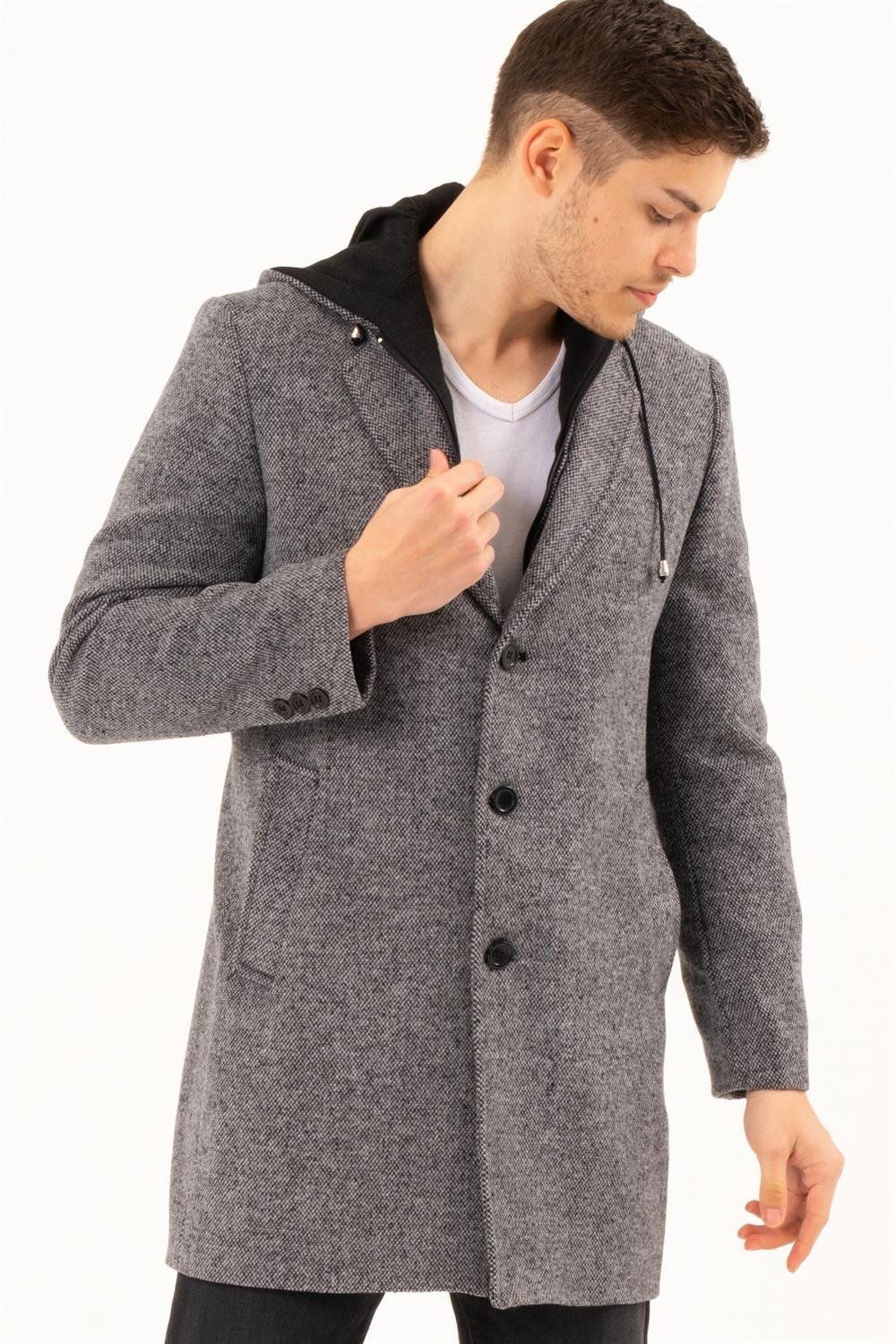 PLT8376 DEWBERRY ERKEK PALTO-DESENLİ GRİ