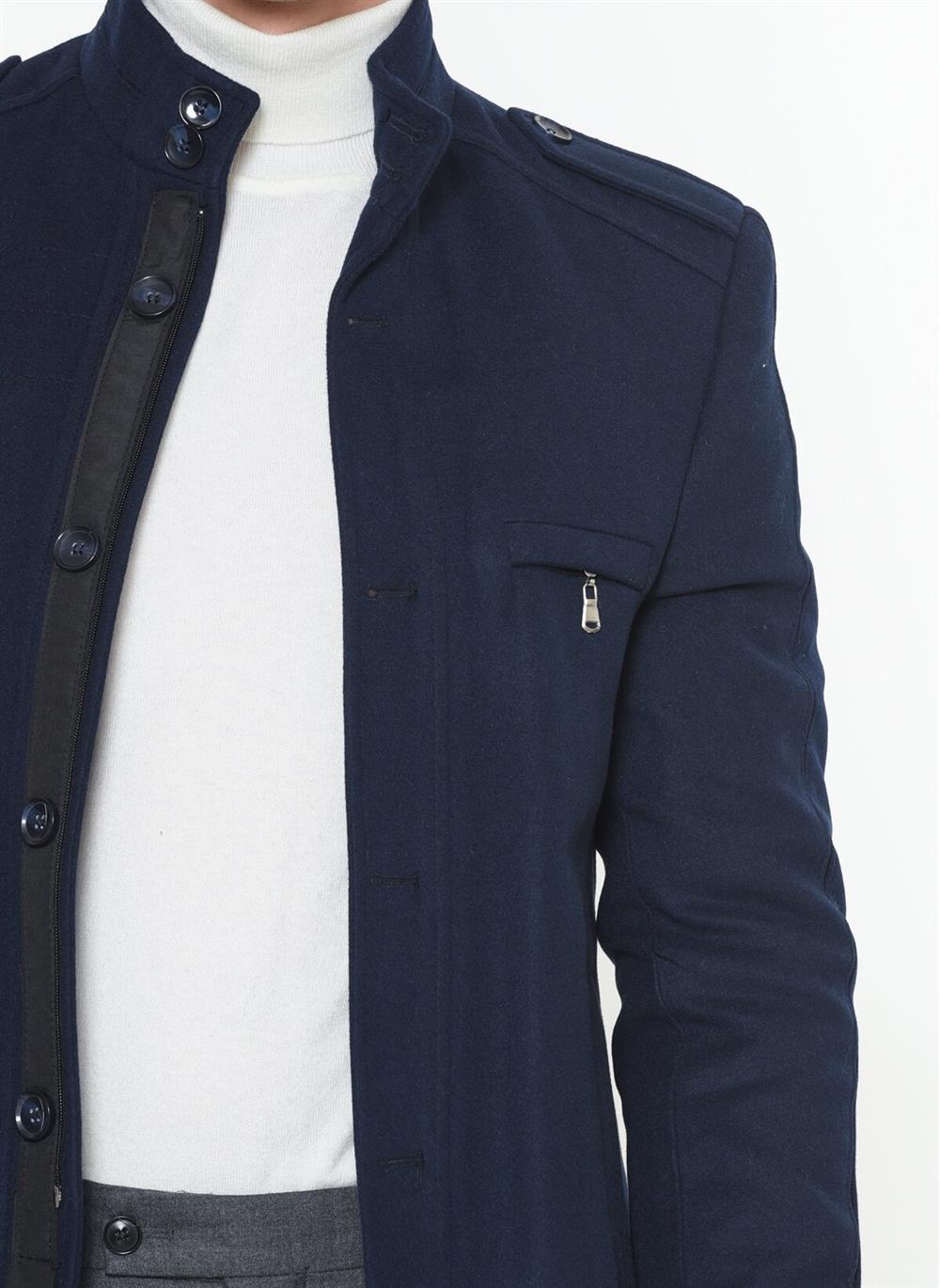 PLT8378 DEWBERRY ERKEK PALTO-DÜZ LACİVERT