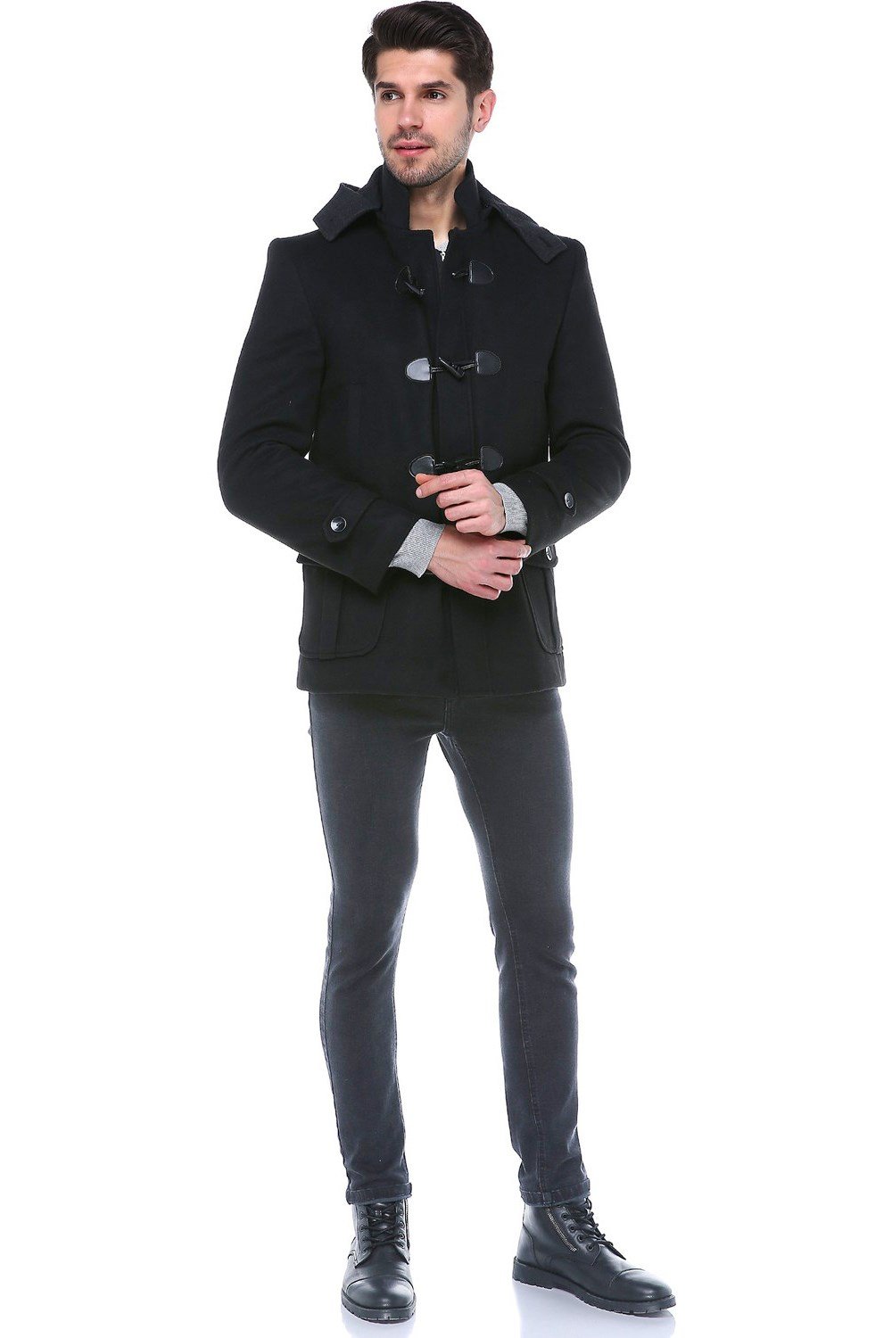 PLT8379 DEWBERRY ERKEK PALTO-SİYAH