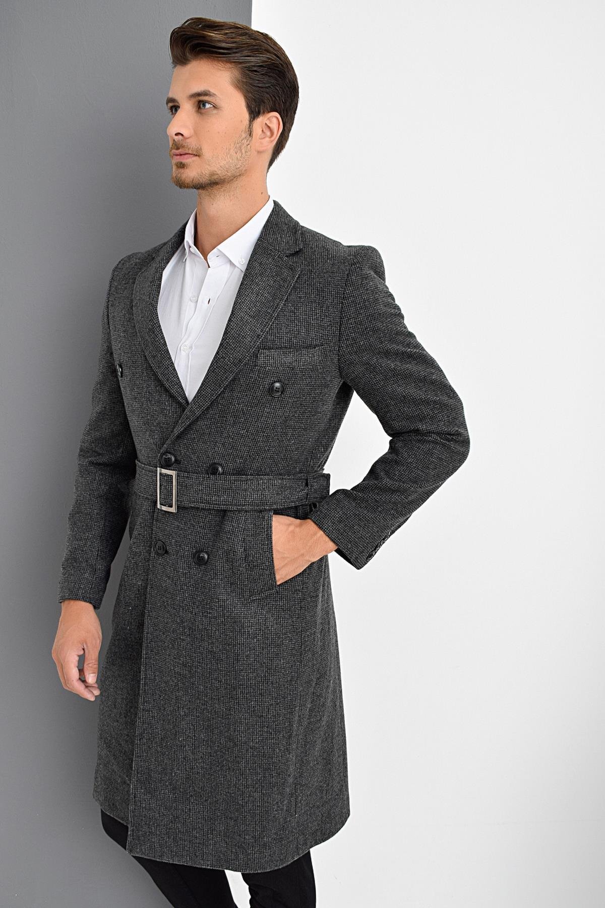 PLT8382 DEWBERRY ERKEK PALTO-DESENLİ  ANTRASİT 2
