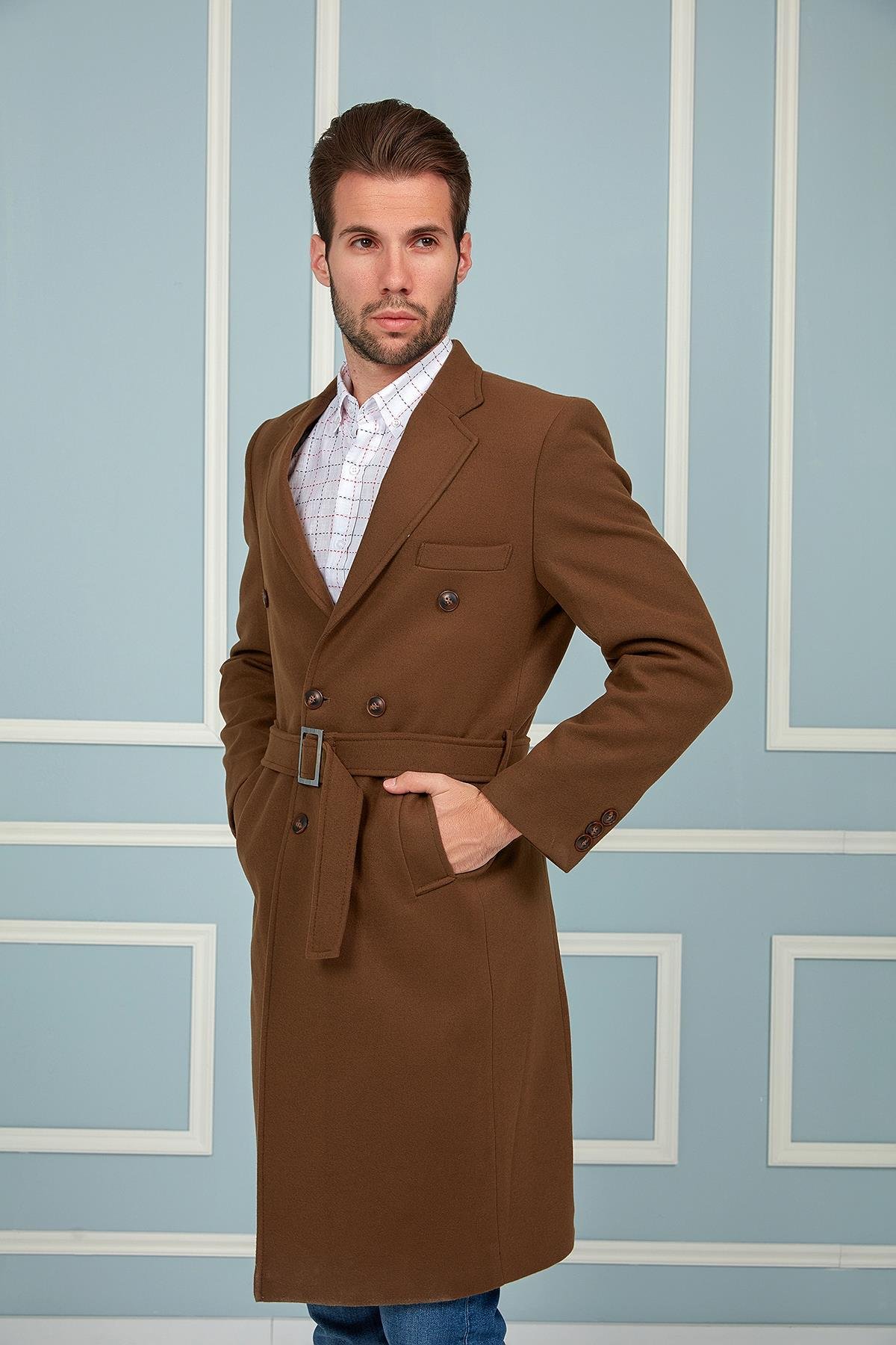 PLT8382 DEWBERRY ERKEK PALTO-DÜZ CAMEL