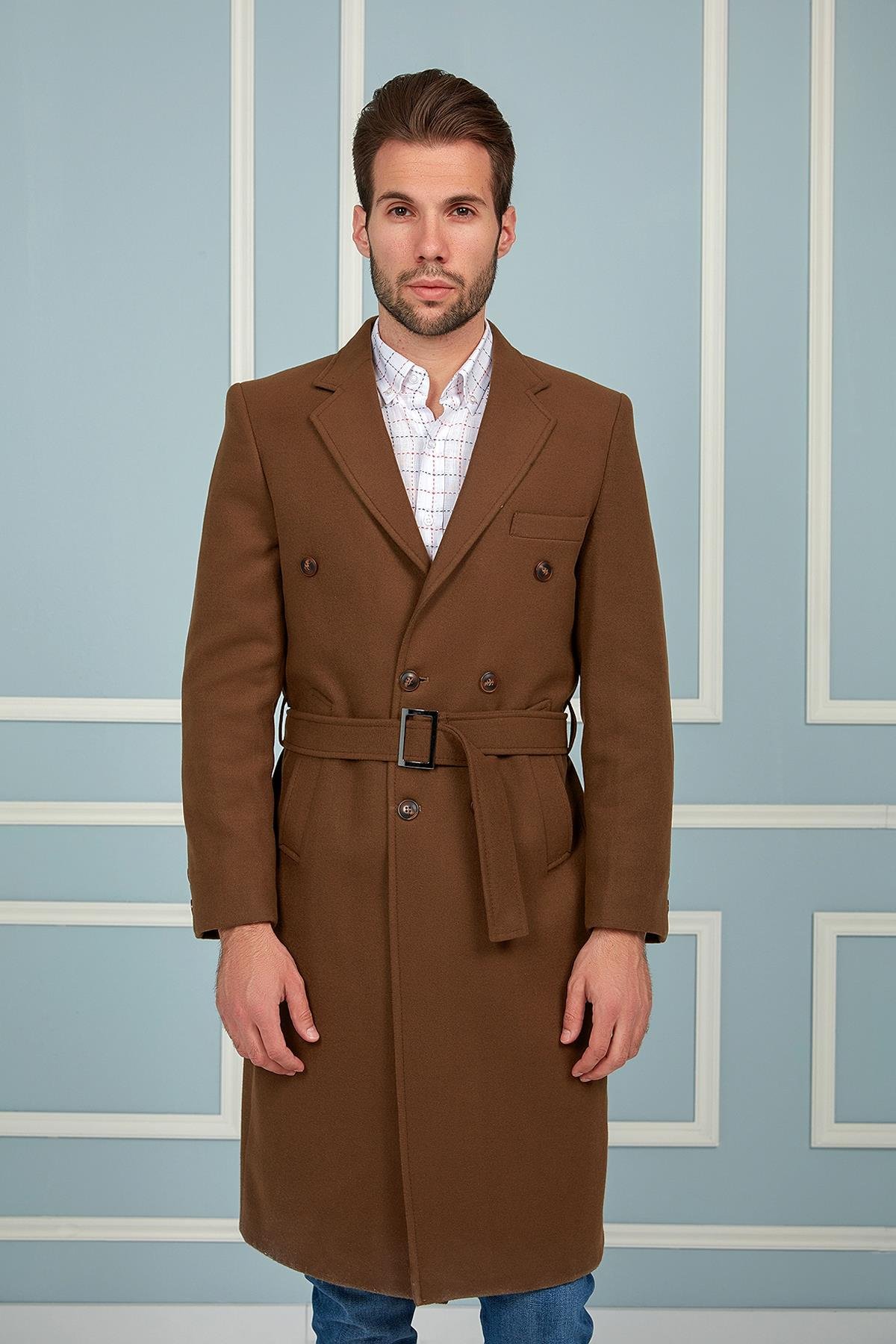 PLT8382 DEWBERRY ERKEK PALTO-DÜZ CAMEL