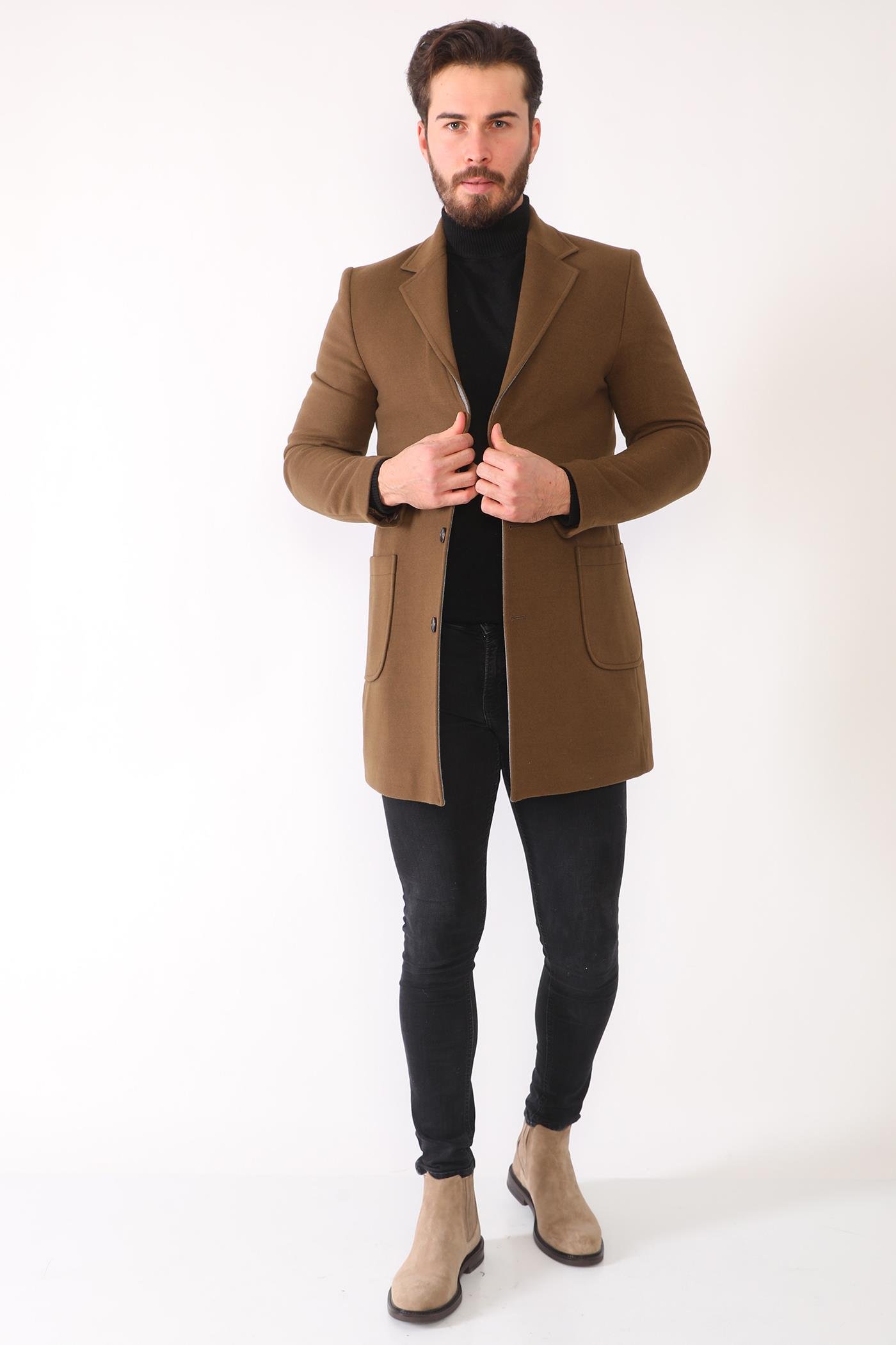 PLT8384 DEWBERRY ERKEK PALTO-DÜZ CAMEL