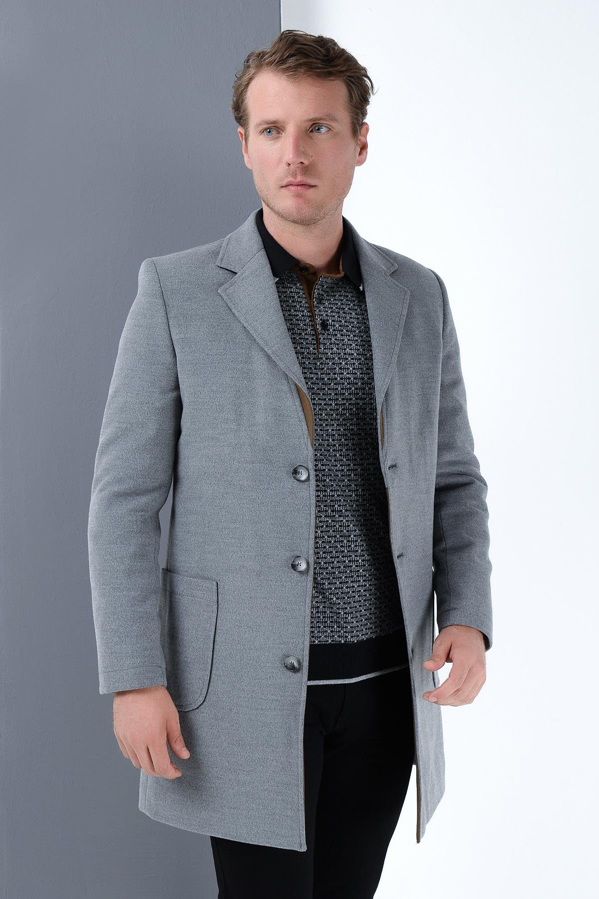 PLT8384 DEWBERRY ERKEK PALTO-GRİ-2