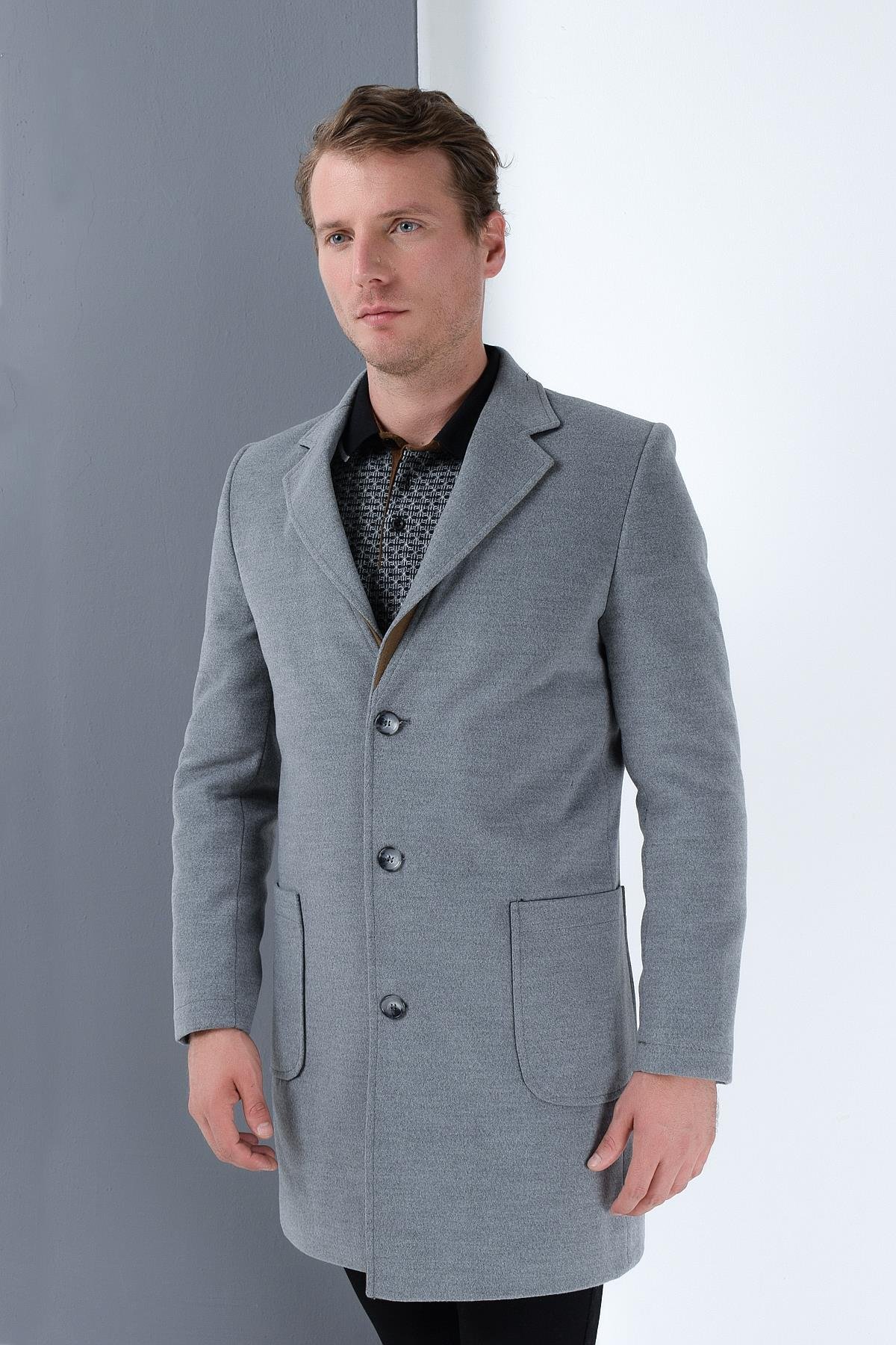 PLT8384 DEWBERRY ERKEK PALTO-GRİ-2