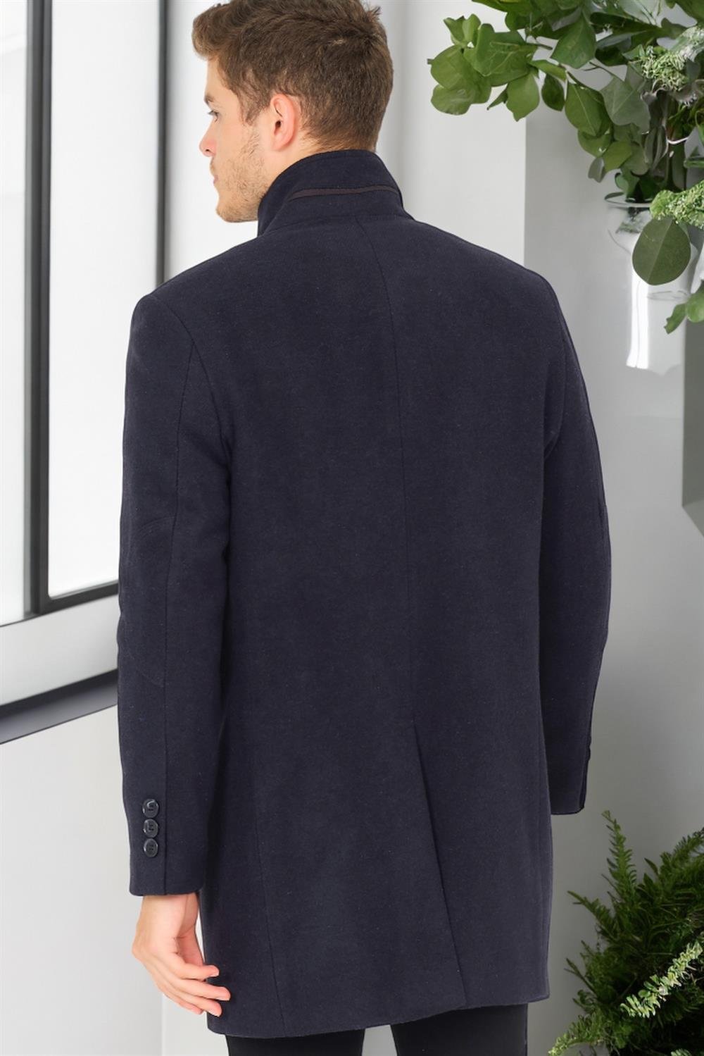 PLT8386 DEWBERRY ERKEK PALTO-DİAGONAL KOYU LACİVERT-2