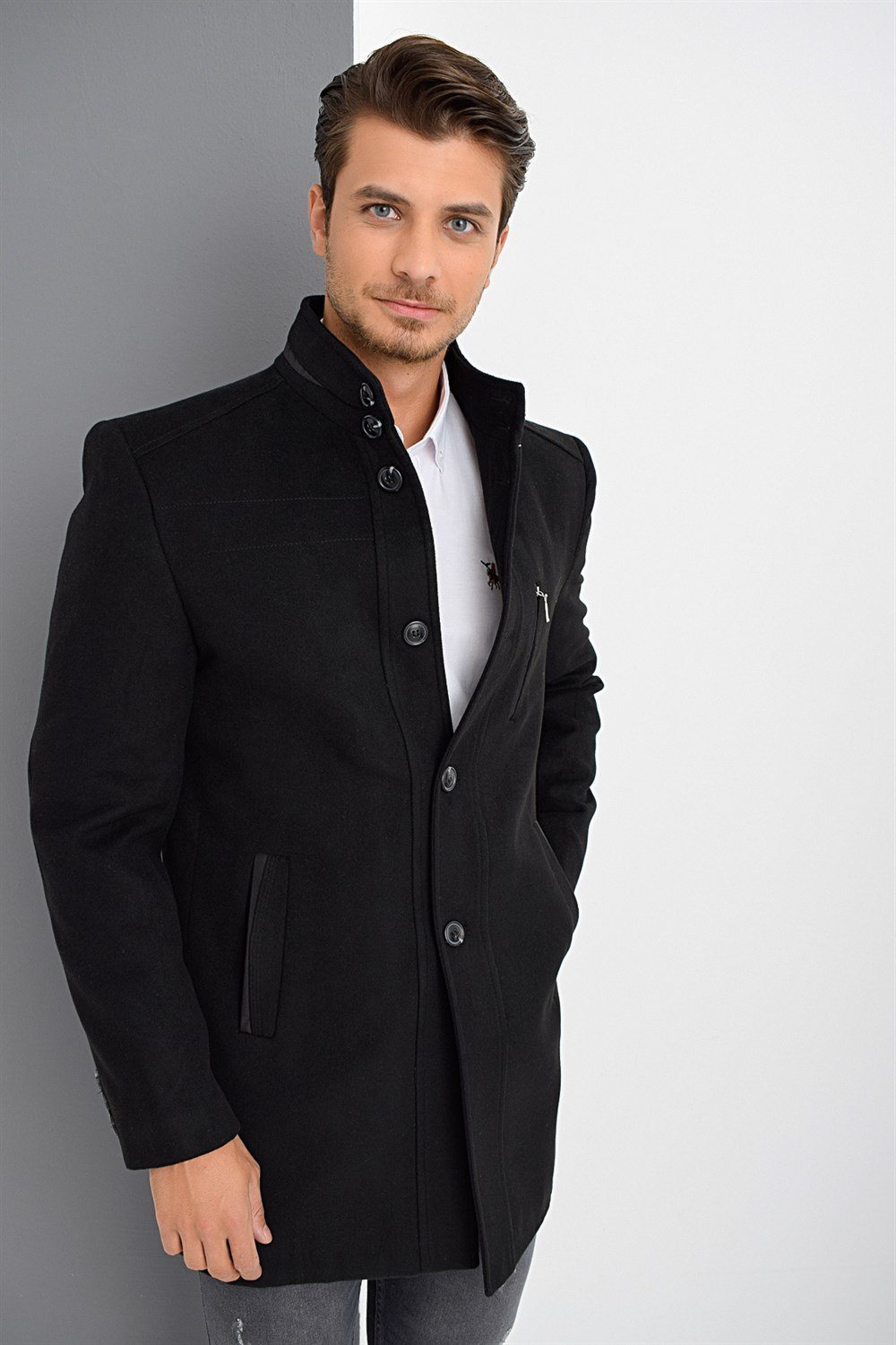 PLT8386 DEWBERRY ERKEK PALTO-SİYAH