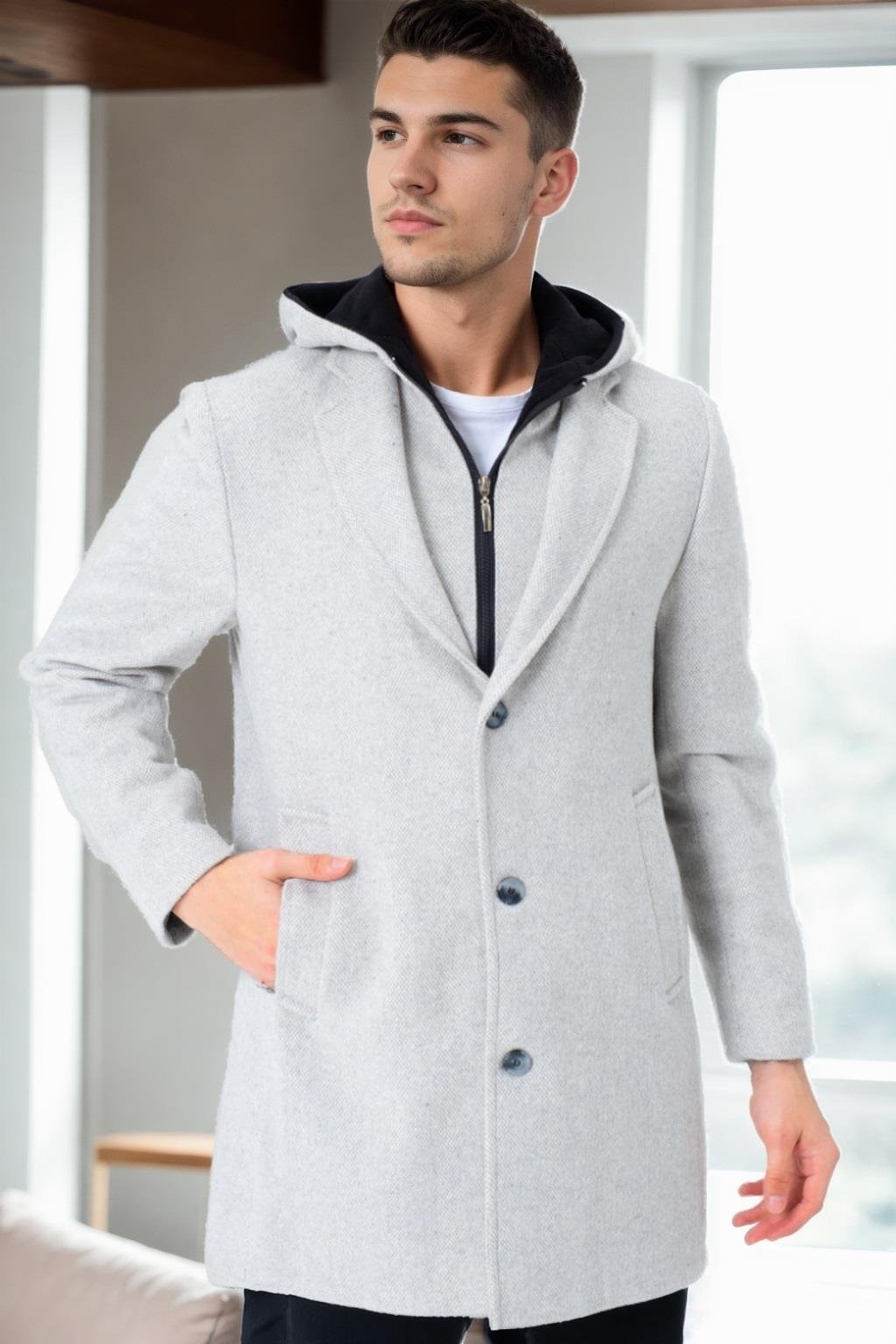 PLT8395 DEWBERRY BATTAL PALTO-DESENLİ BEJ-2