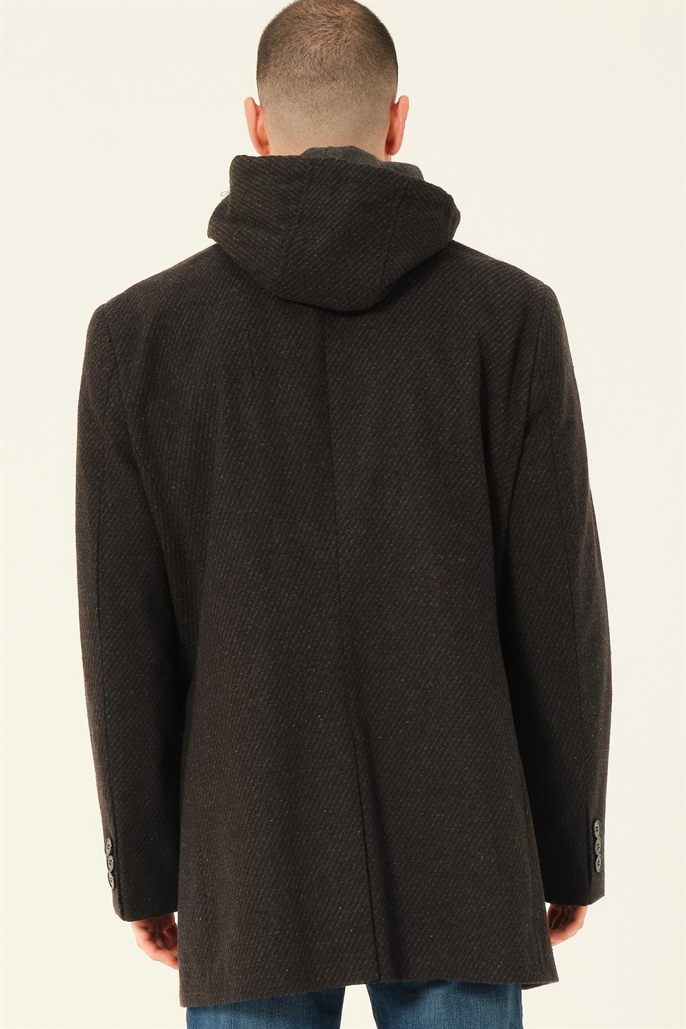 PLT8395 DEWBERRY BATTAL PALTO-DİAGONAL SİYAH