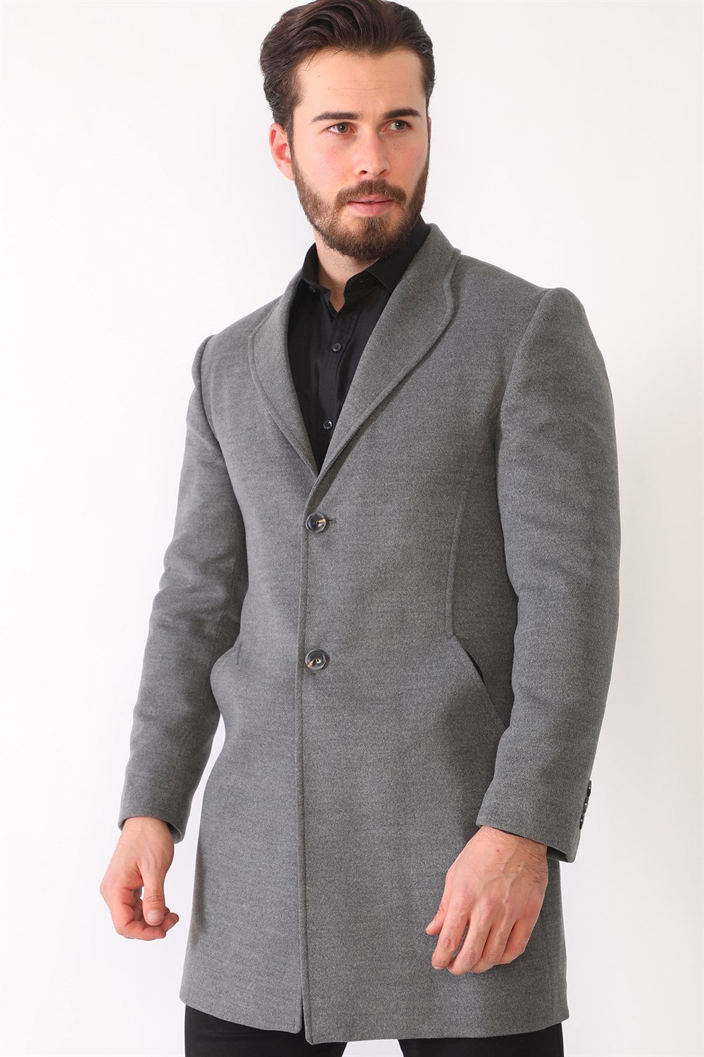 PLT8398 DEWBERRY ERKEK PALTO-KOYU GRİ