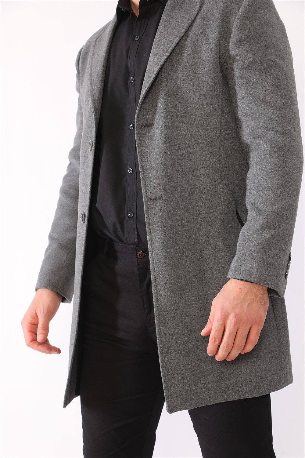 PLT8398 DEWBERRY ERKEK PALTO-KOYU GRİ