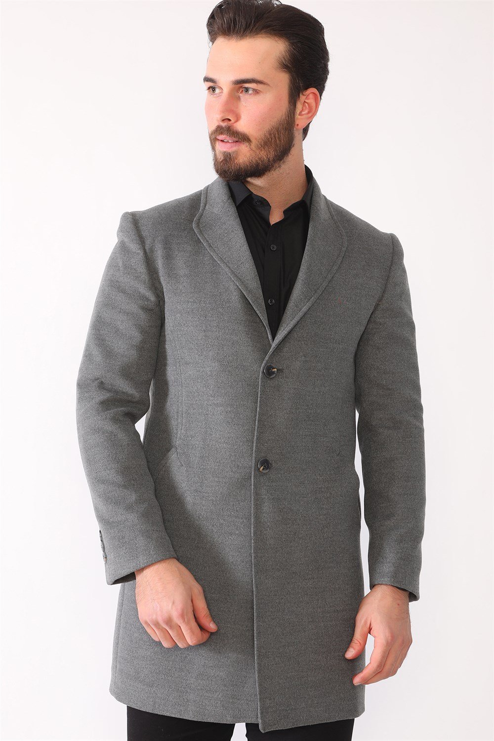 PLT8398 DEWBERRY ERKEK PALTO-KOYU GRİ