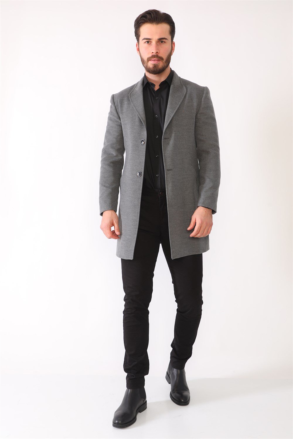 PLT8398 DEWBERRY ERKEK PALTO-KOYU GRİ
