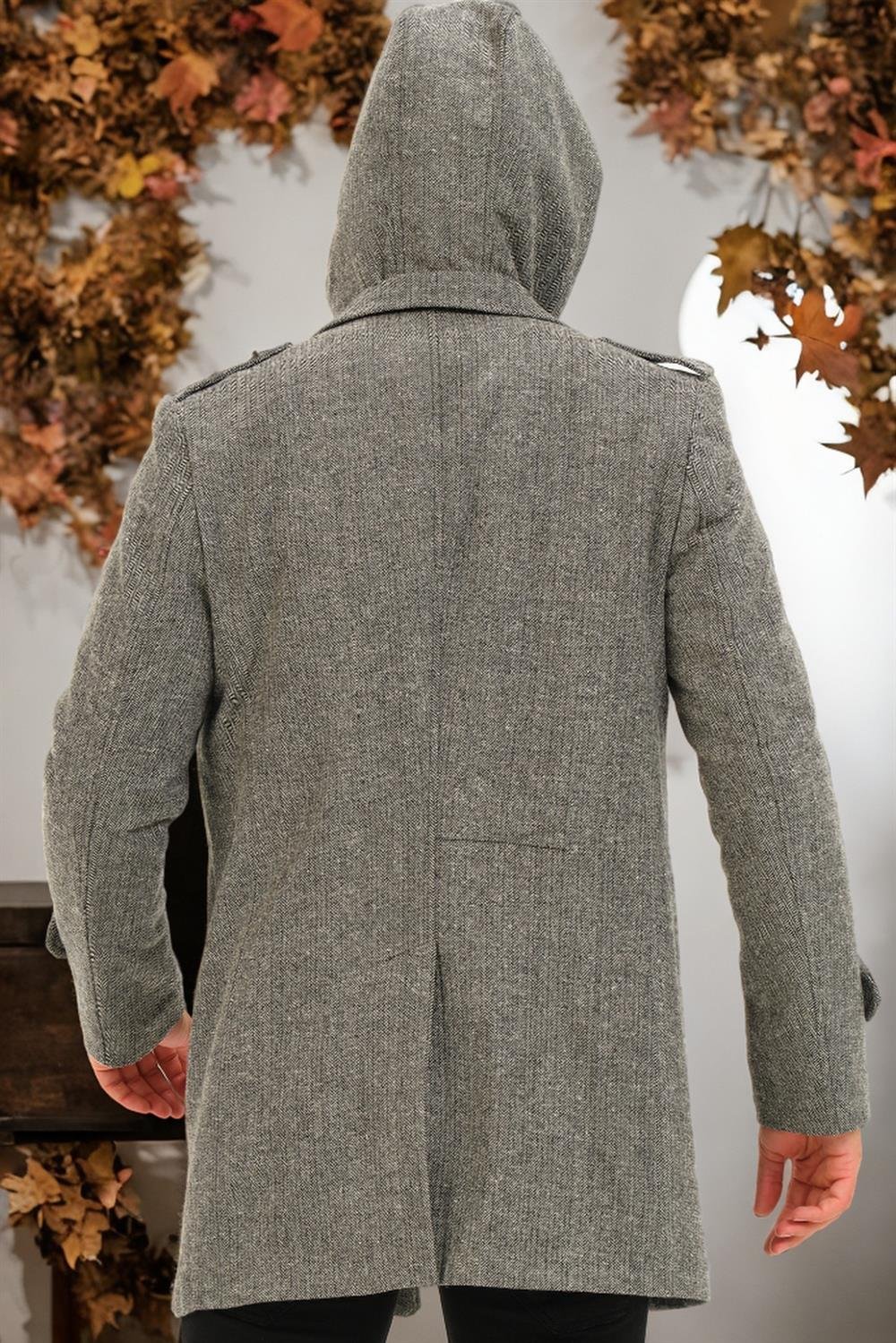 PLT8401 DEWBERRY ERKEK PALTO-AÇIK DİAGONAL GRİ