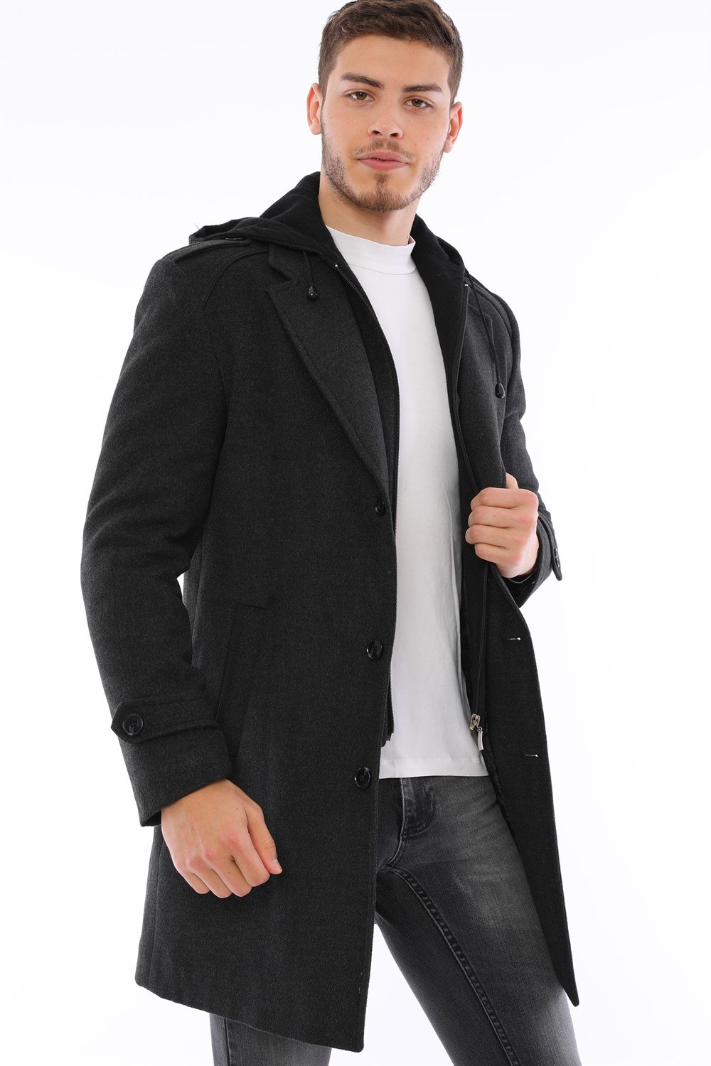 PLT8401 DEWBERRY ERKEK PALTO-ANTRASİT