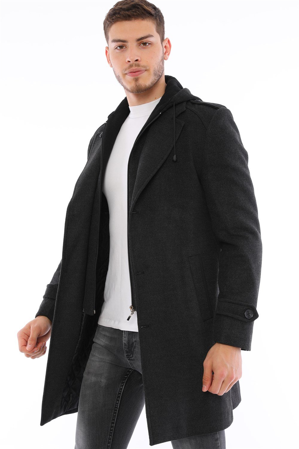 PLT8401 DEWBERRY ERKEK PALTO-ANTRASİT