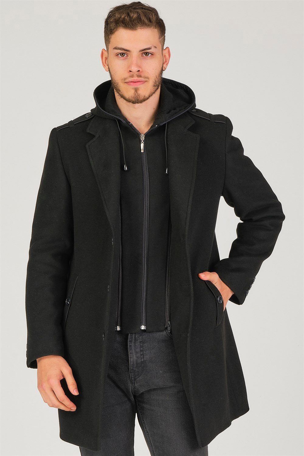 PLT8406 DEWBERRY ERKEK PALTO-SİYAH