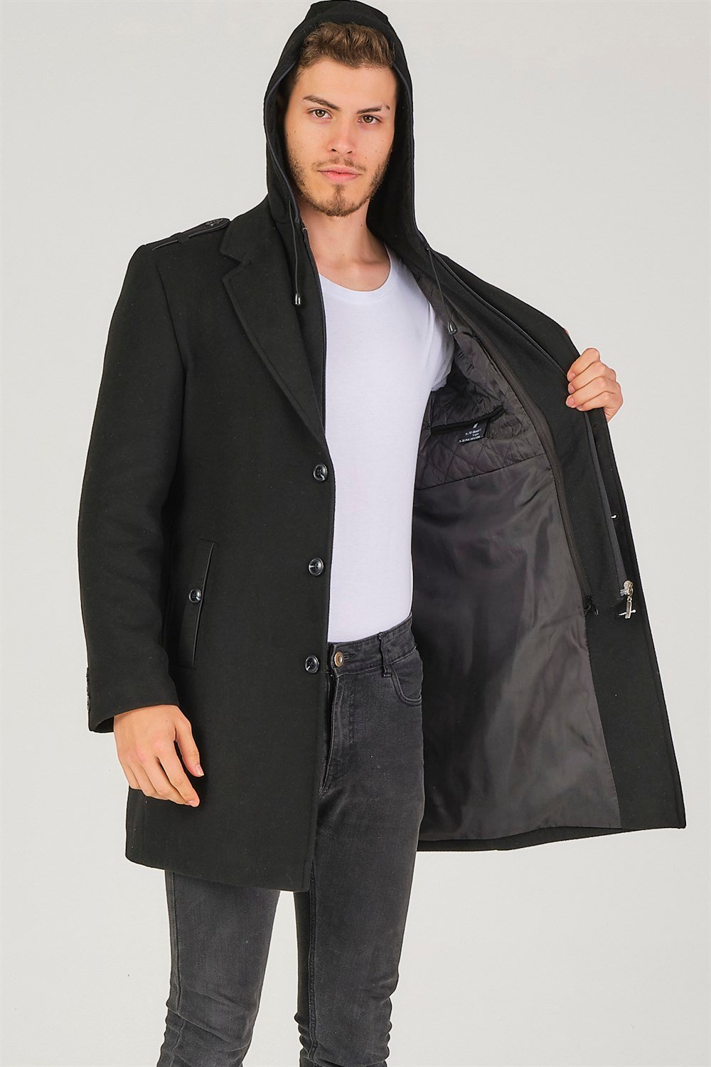 PLT8406 DEWBERRY ERKEK PALTO-SİYAH