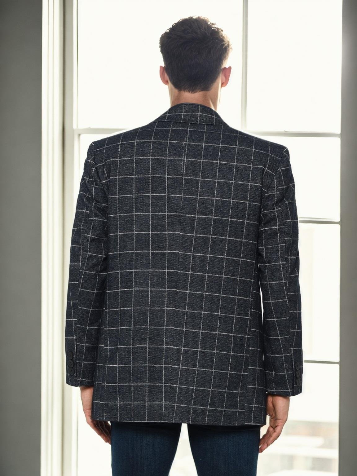 PLT9206 DEWBERRY ERKEK PALTO-DESENLİ LACİVERT