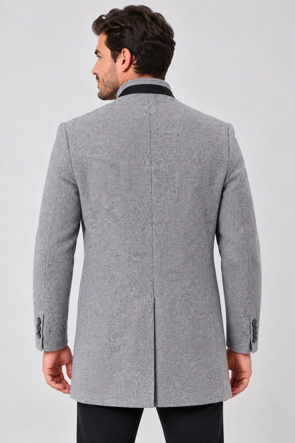 PLT9327 DEWBERRY ERKEK KABAN-AÇIK DİAGONAL GRİ
