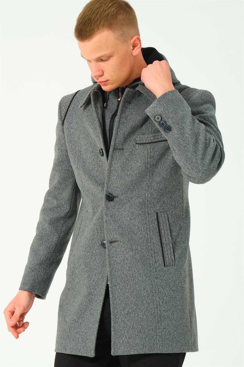 PLT9335 DEWBERRY ERKEK PALTO-KOYU GRİ-2