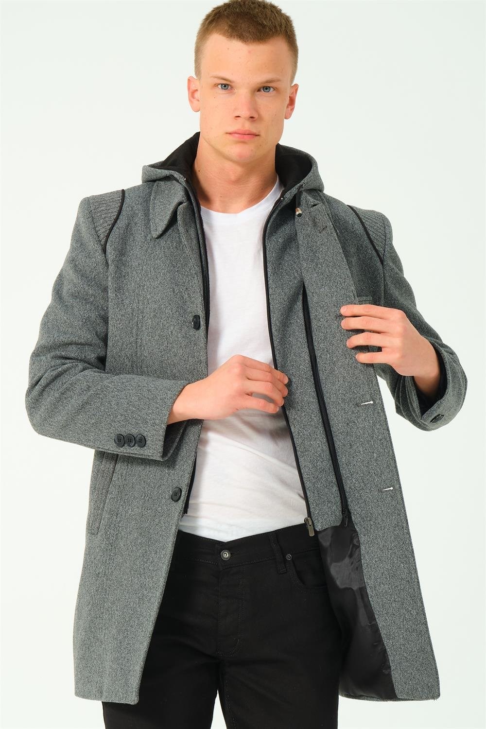 PLT9335 DEWBERRY ERKEK PALTO-KOYU GRİ-2