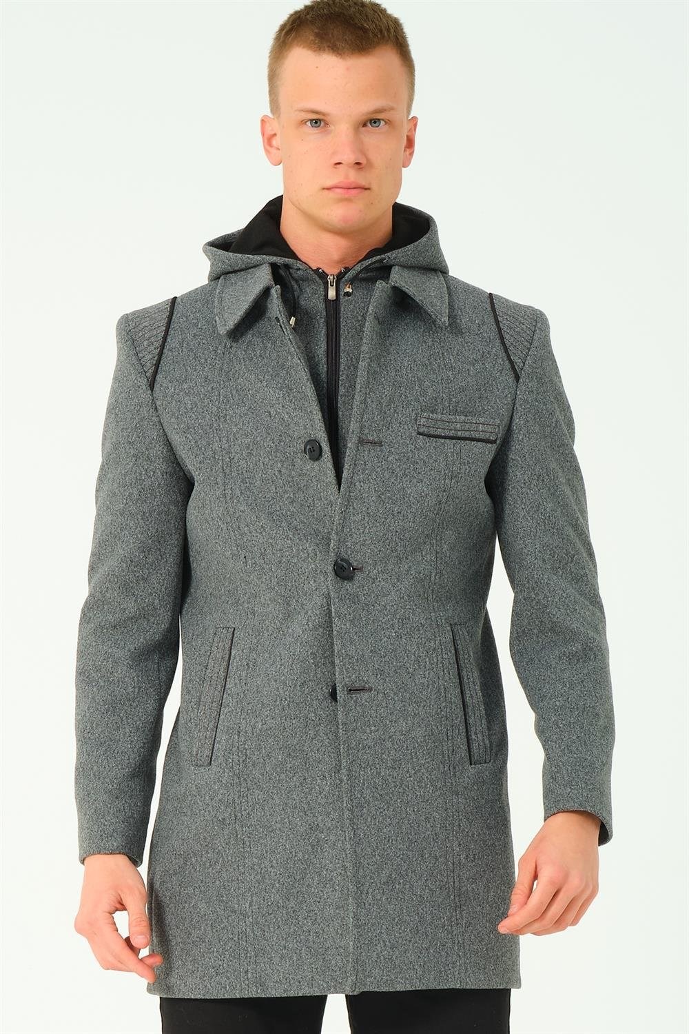 PLT9335 DEWBERRY ERKEK PALTO-KOYU GRİ-2
