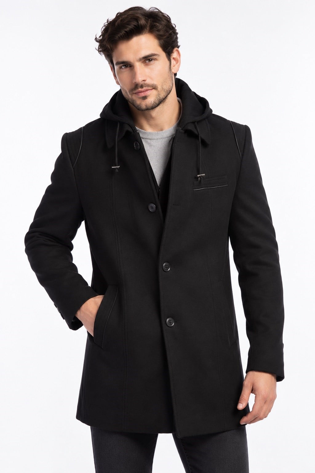 PLT9335 DEWBERRY ERKEK PALTO-SİYAH