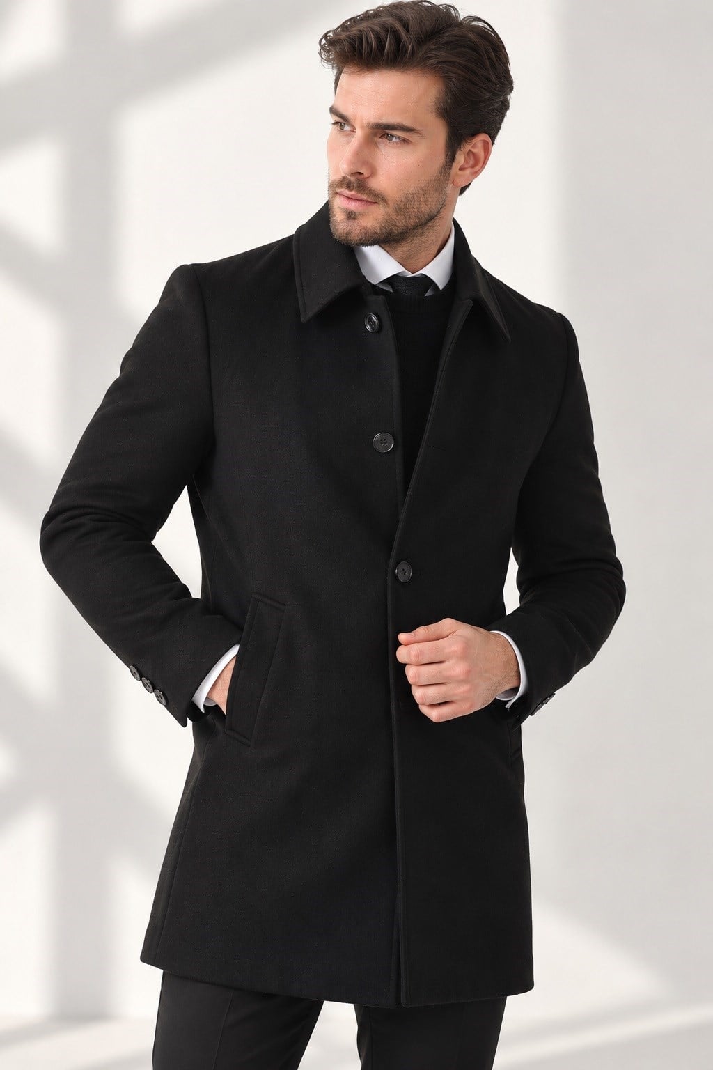 PLT9364 DEWBERRY ERKEK PALTO-SİYAH