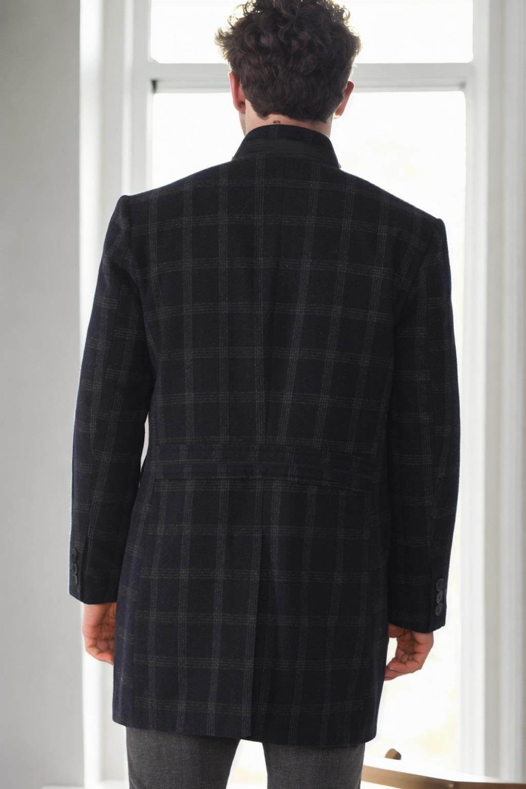 PLT9367 DEWBERRY ERKEK PALTO-DESENLİ LACİVERT