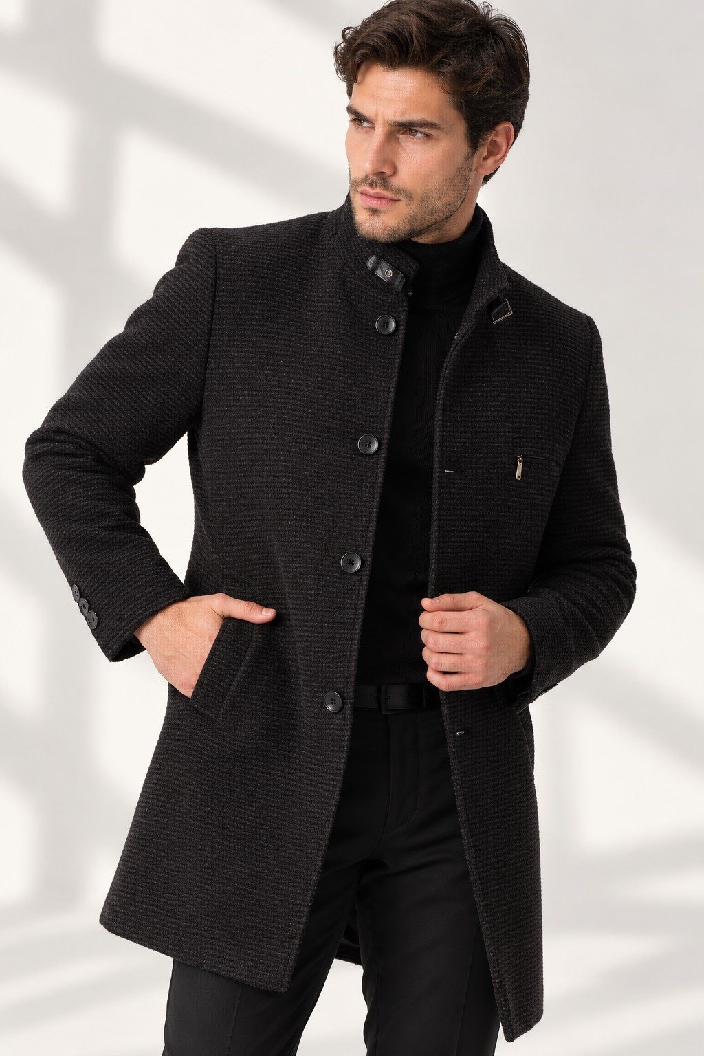 PLT9367 DEWBERRY ERKEK PALTO-DÜZ ANTRASİT-2