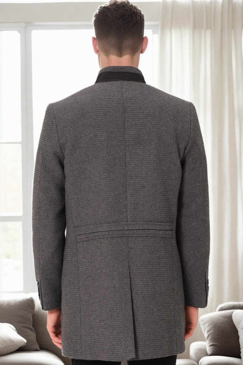 PLT9367 DEWBERRY ERKEK PALTO-DÜZ GRİ