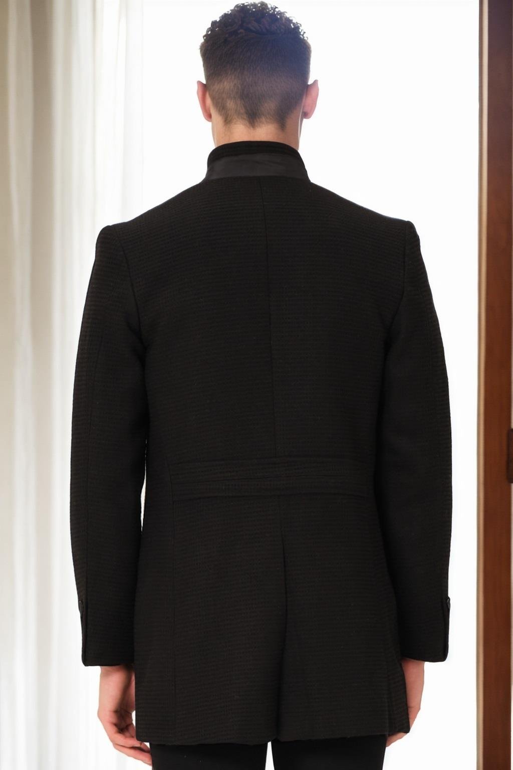 PLT9367 DEWBERRY ERKEK PALTO-DÜZ SİYAH