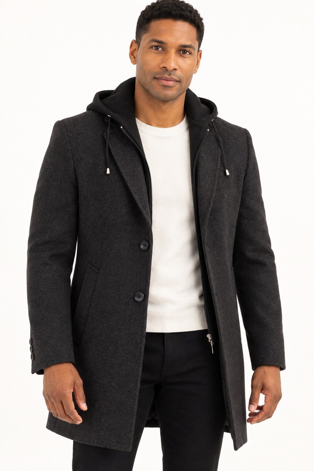 PLT9376 DEWBERRY ERKEK PALTO-DESENLİ SİYAH
