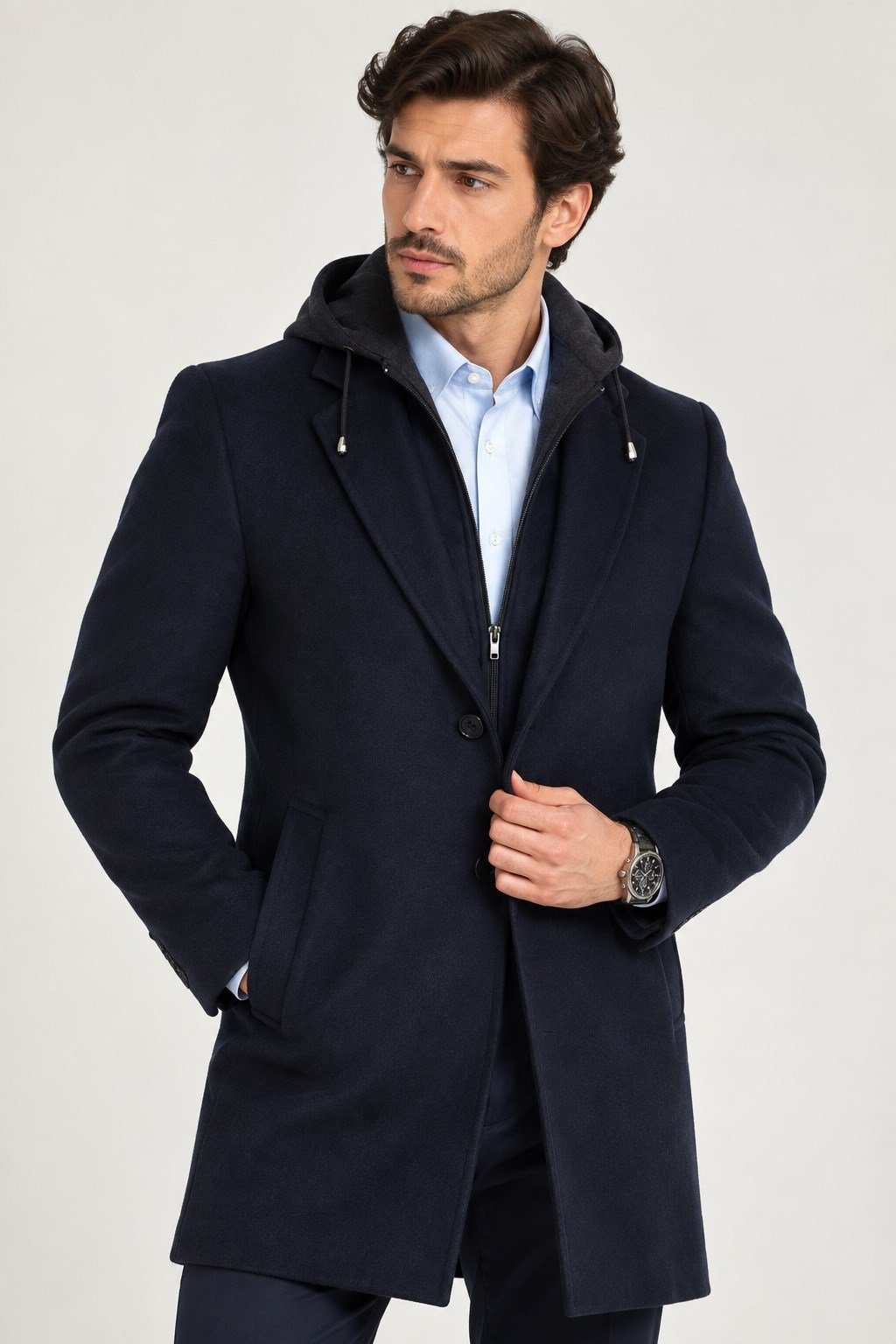 PLT9376 DEWBERRY ERKEK PALTO-LACİVERT-1