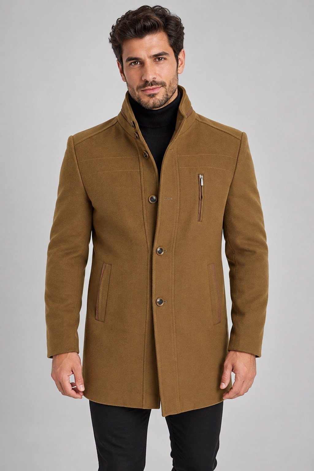 PLT9386 DEWBERRY ERKEK PALTO-CAMEL-1