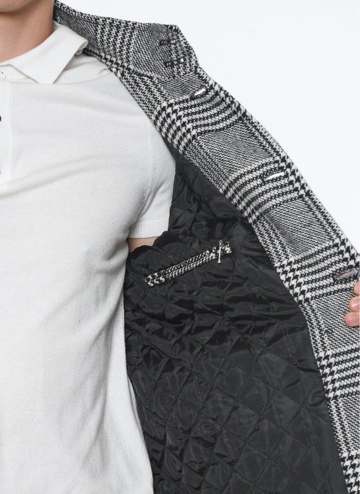 PLT9391 DEWBERRY ERKEK PALTO-DESENLİ SİYAH