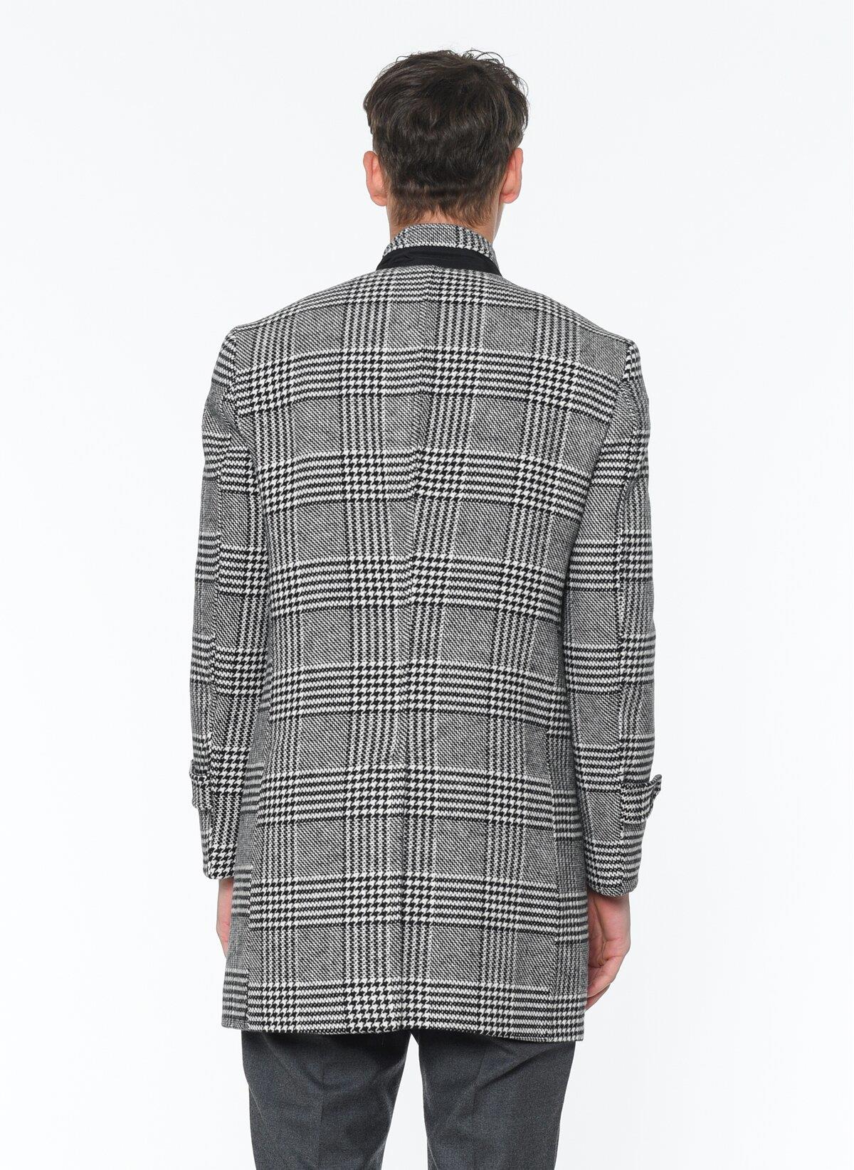 PLT9391 DEWBERRY ERKEK PALTO-DESENLİ SİYAH