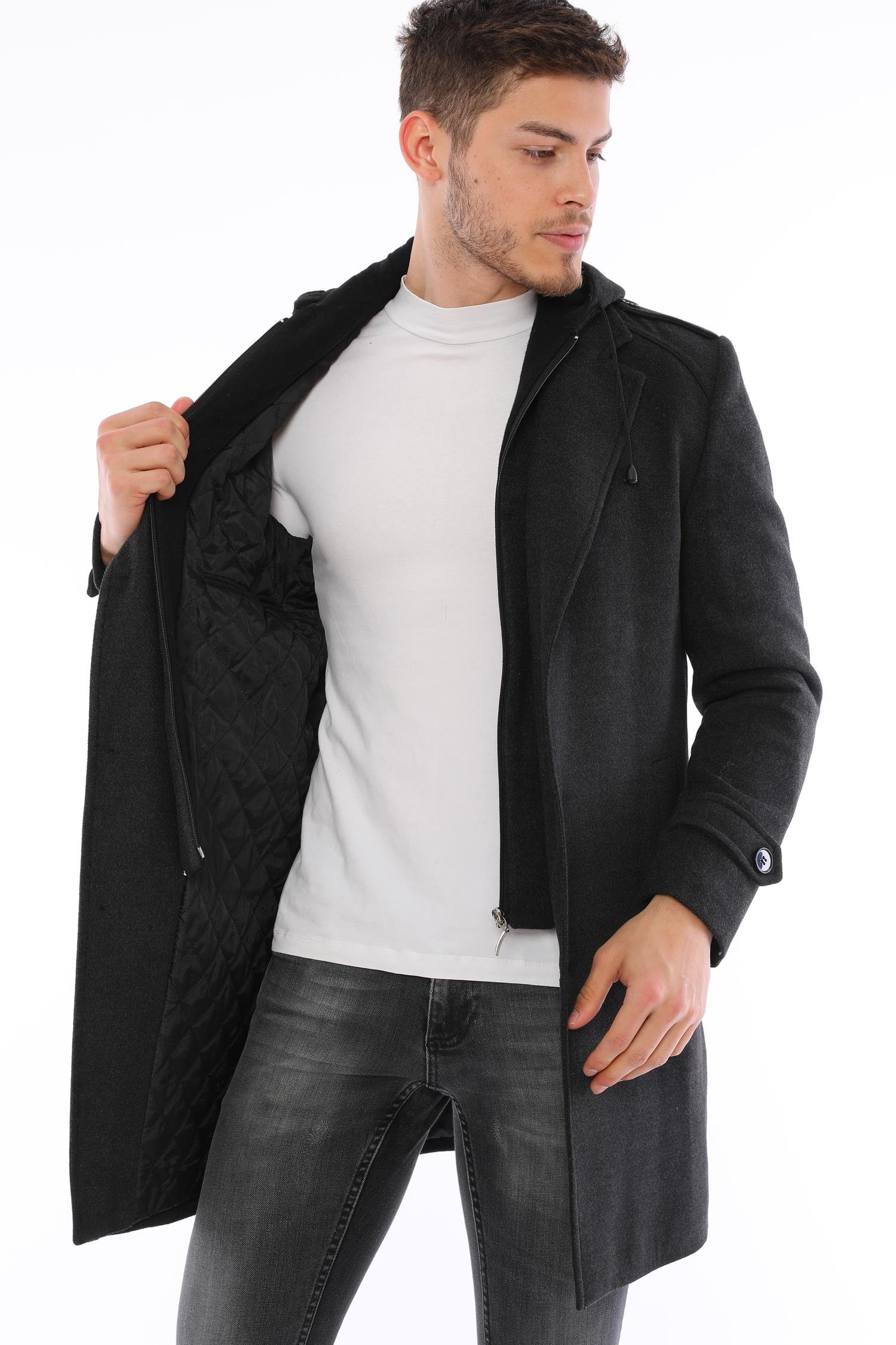 PLT9401 DEWBERRY ERKEK PALTO-ANTRASİT