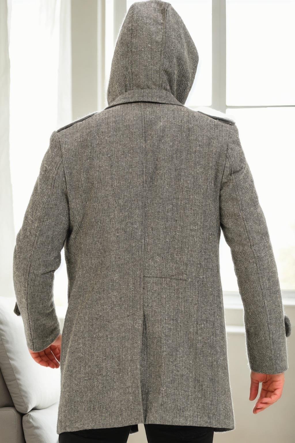 PLT9401 DEWBERRY ERKEK PALTO-DİAGONAL GRİ